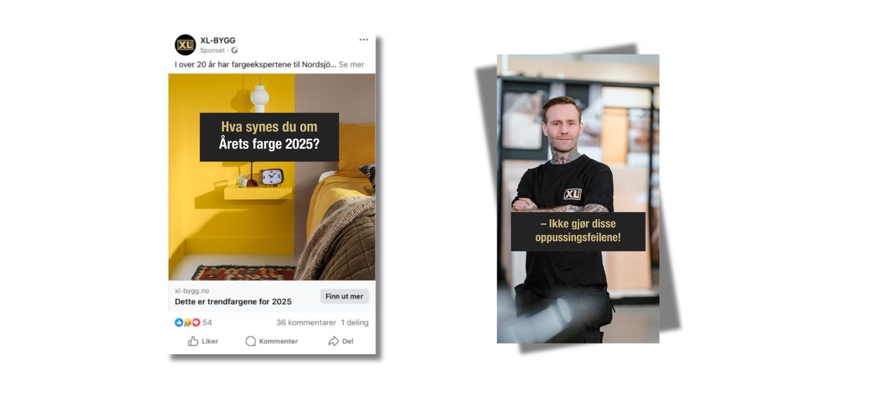 XL-BYGG er always on på SoMe med trafikkposter, reels, stories og engasjementsposter.