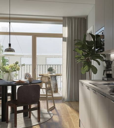 Materialvalen i köket är gedigna 