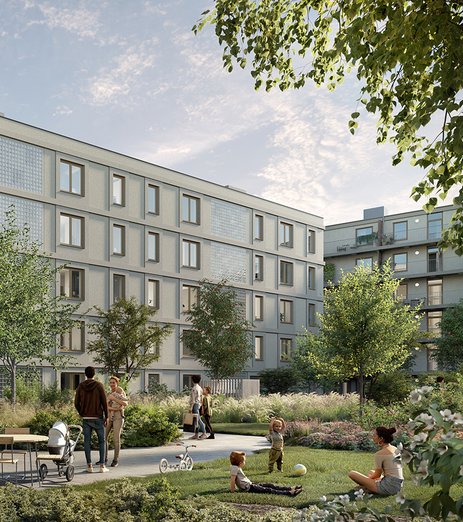 Renderad bild över innergården 