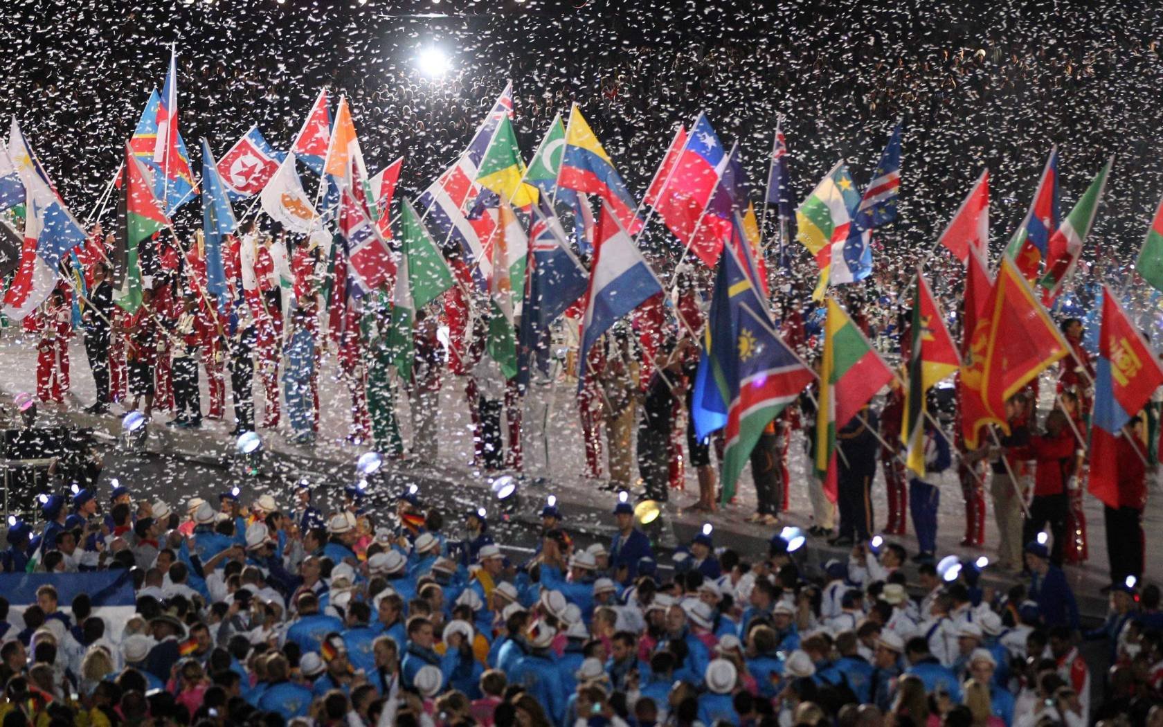 Olympic Summer Games - Closing Ceremony Athletes with flags from all nations make their way into the stadium as part of the 2012 London Olympic Summer Games at the Olympic Stadium, Olympic Park, London, England, UK on August 12th 2012