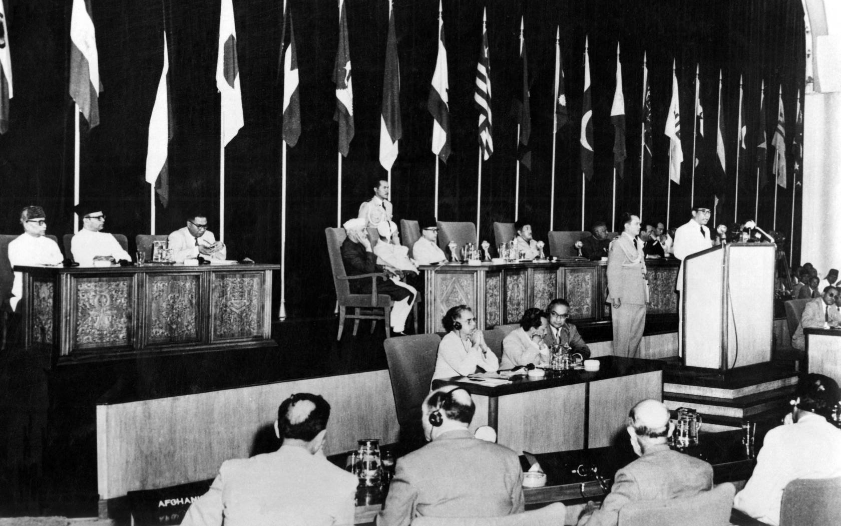 A view inside the Bandung Conference hall, 1955.
