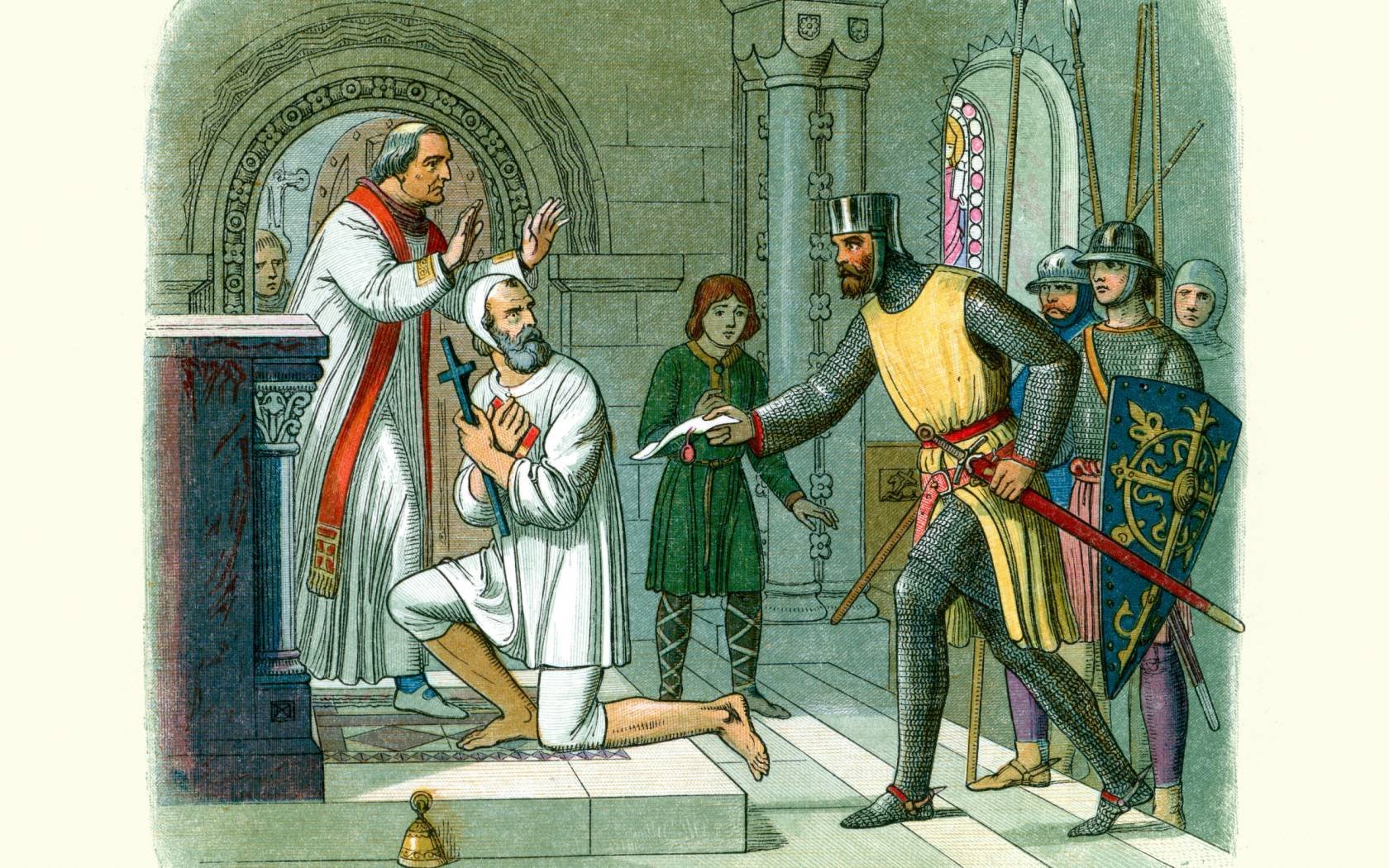 Hubert de Burgh taken from sanctuary at Boisars, France in 1232.