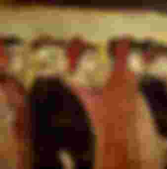 Detail of the fresco by Ambrogio Lorenzetti of 'Good Government' in the Sala della Pace in the Palazzo Pubblico in Siena.