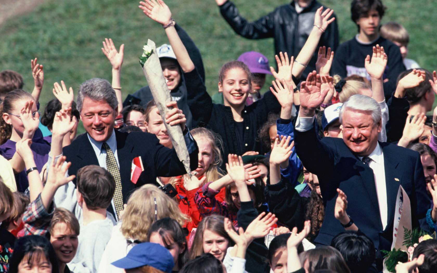 Bill Clinton and Boris Yeltsin at a summit in Canada, 1993.