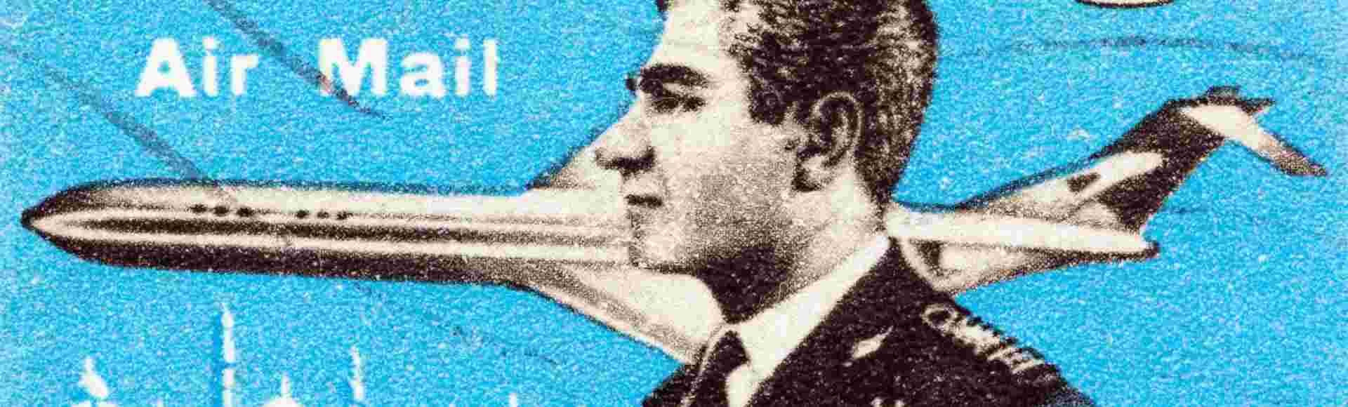 A 1972 stamp printed in Iran shows Mohammad Reza Shah Pahlavi.