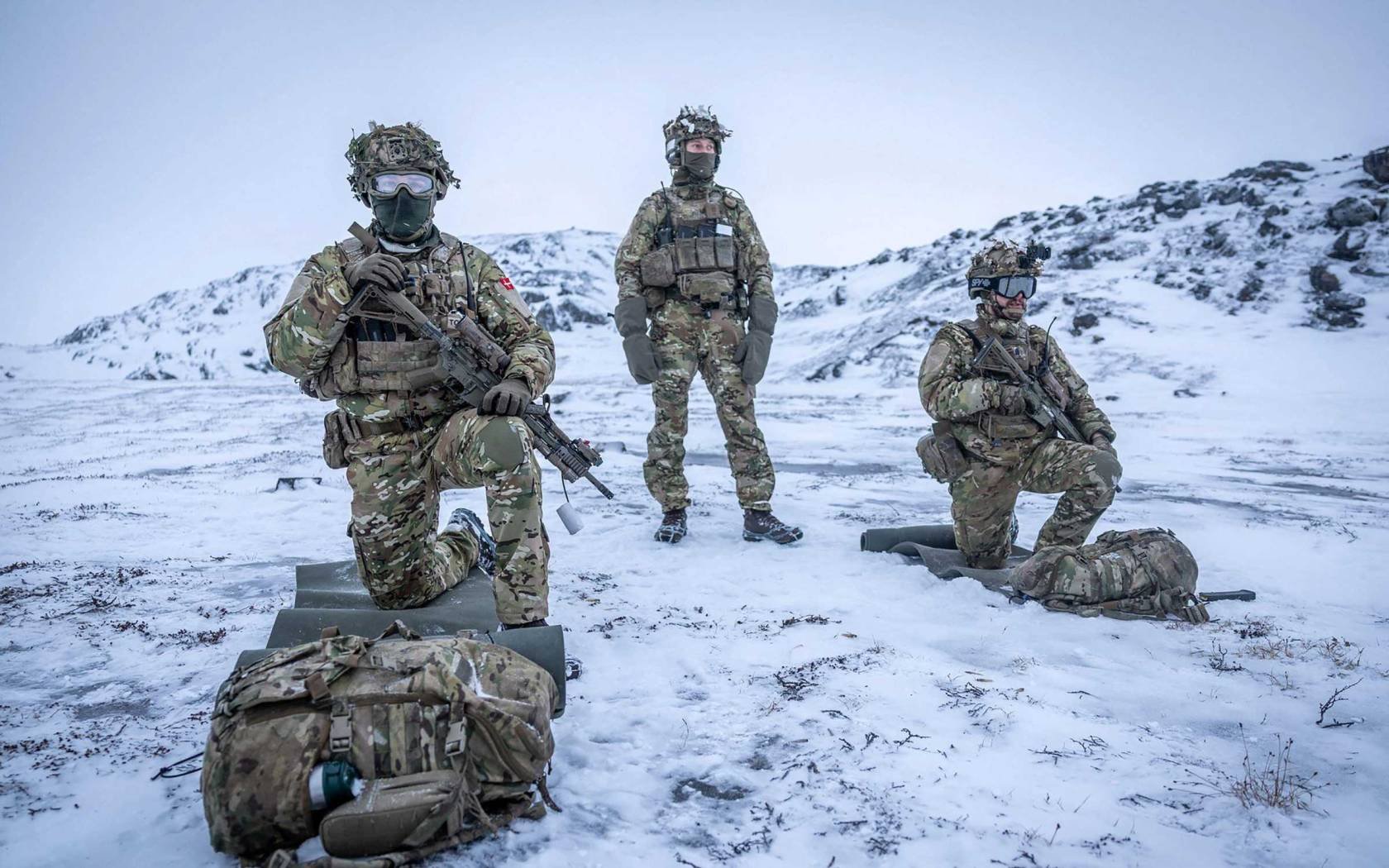 Soldiers from the Danish army taking part in live-fire training after their arrival in Greenland, on Sunday, 18 January 2026.