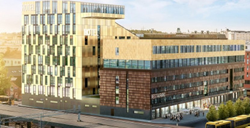 Skiss över nya hotellet vars restaurangkoncept ännu är hemligt.  