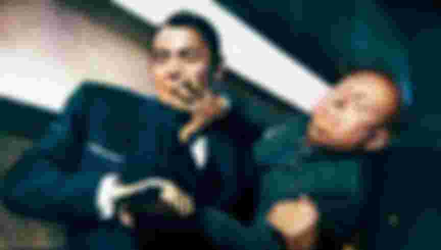 Sean Connery's James Bond in a scuffle with another of his nemesis' Goldfinger (played by Gert Frobe) in the 1965 film, Goldfinger. Credit: Collection Christophel / Alamy Stock Photo.