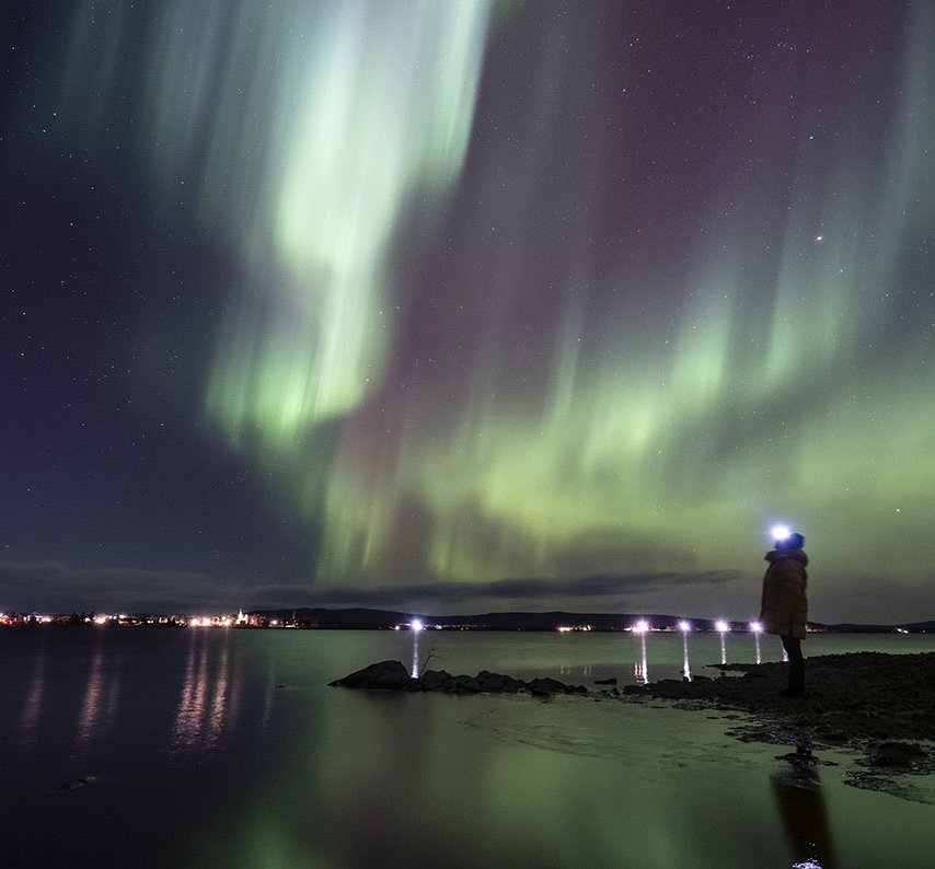 Norrsken på hösten i Kiruna