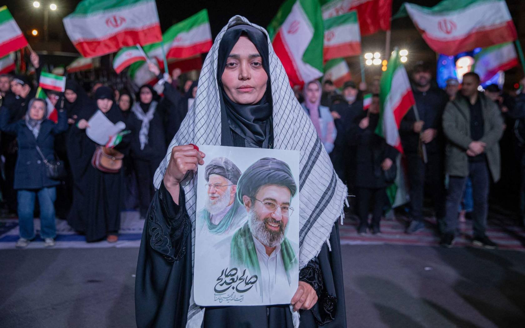 Pro-regime Iranians gathered in Tehran's Enghelab Square in Iran on Tuesday, March 17, 2026