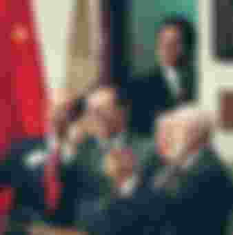 Chinese president Jiang Zemin opens trading on the New York Stock Exchange, October 1993. Credit: Timothy A. Clary / AFP via Getty Images.