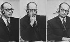 A triptych of photos showing Adolf Eichmann at his trial in Jerusalem, in 1961.
