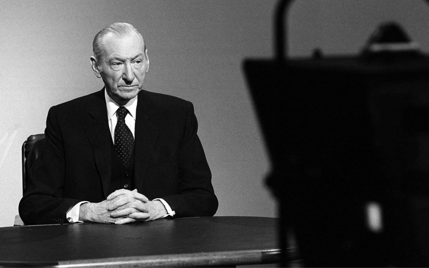 Austrian Federal President Kurt Waldheim, captured in a studio of the Austrian Broadcasting Corporation (ORF) in Vienna on March 19th 1987.