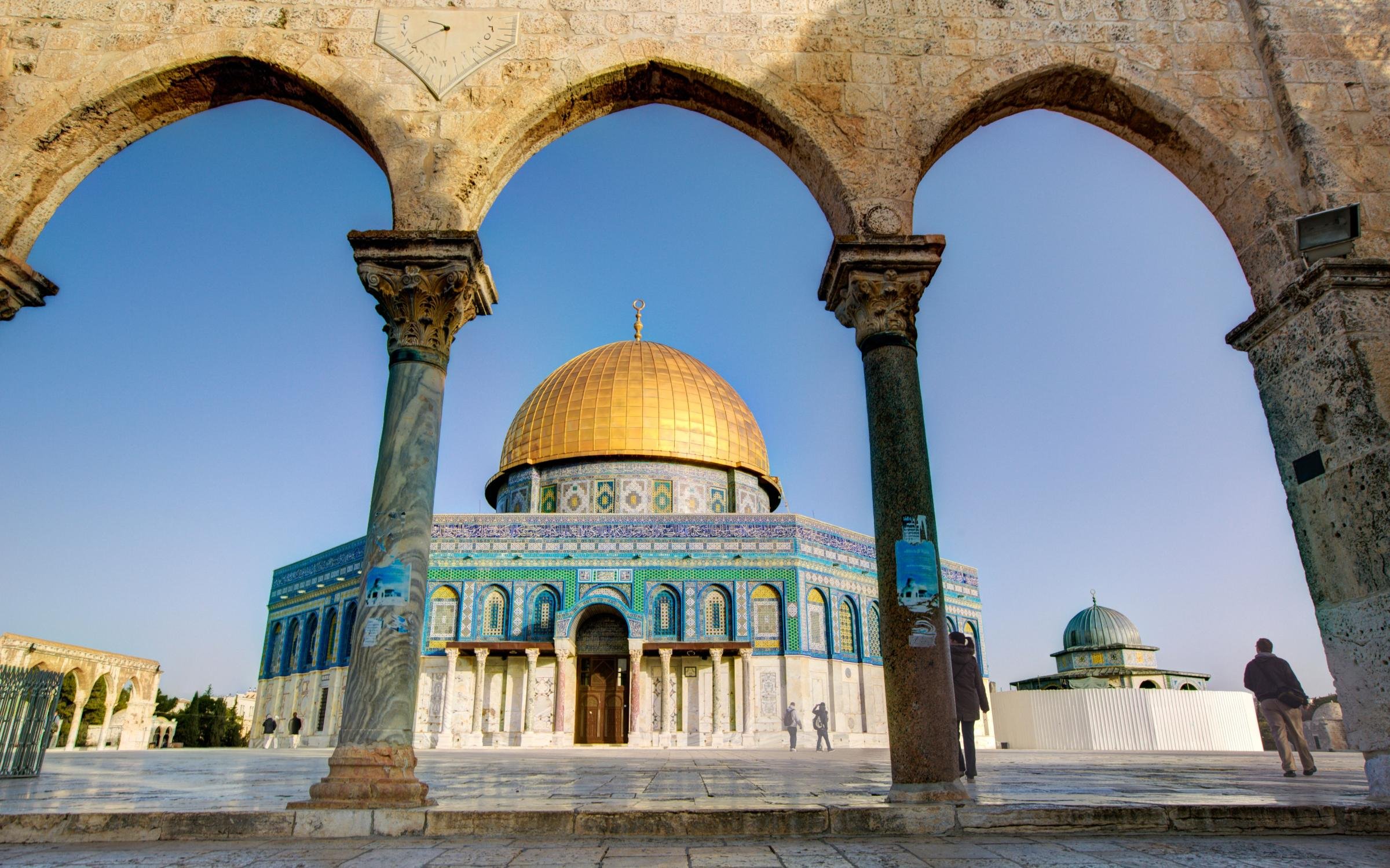 The Dome of the Rock on the Temple Mount, in the Old City of Jerusalem.