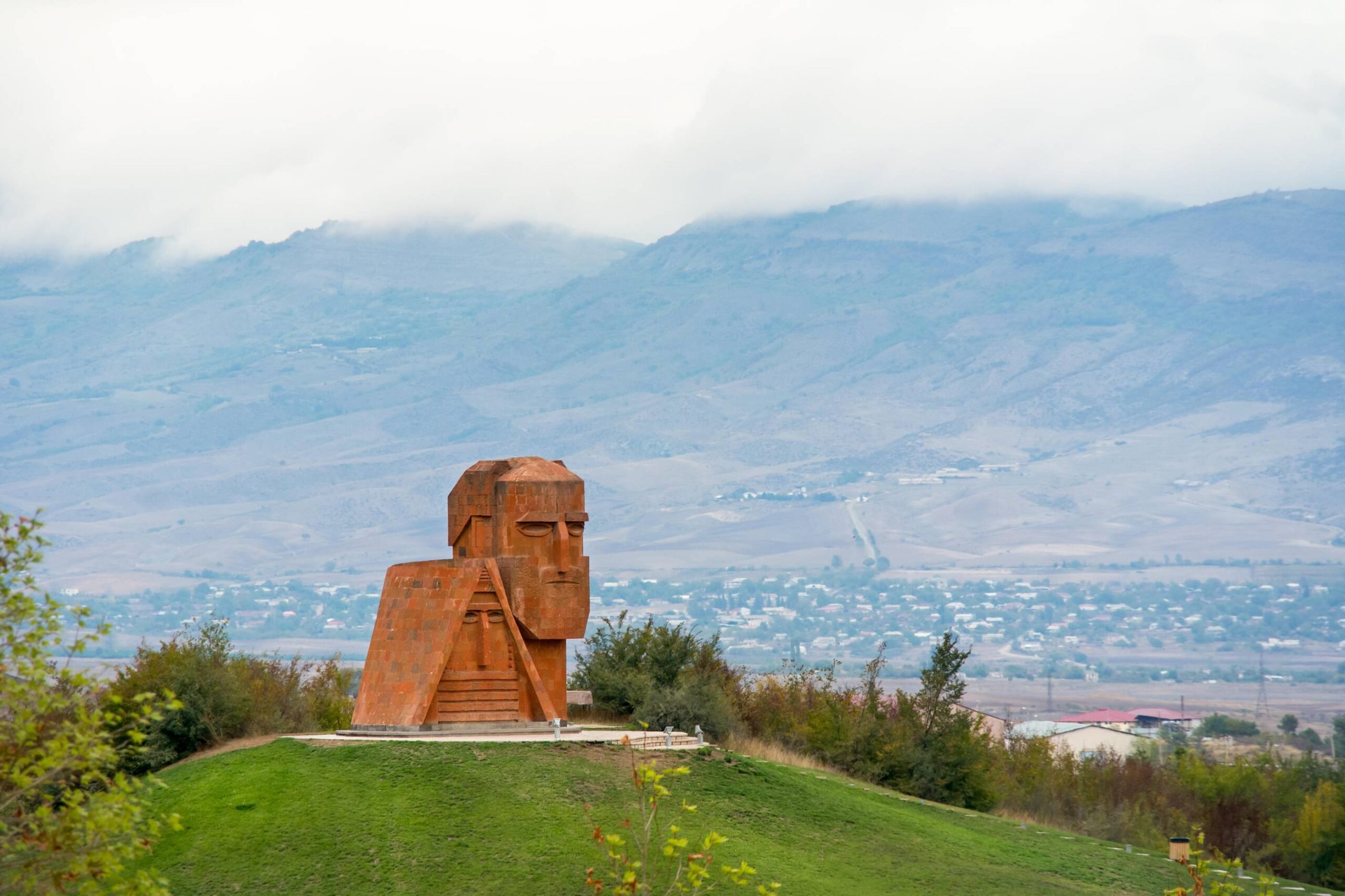 The 'We Are Our Mountains' sculpture in the disputed Nagorno-Karabakh region.