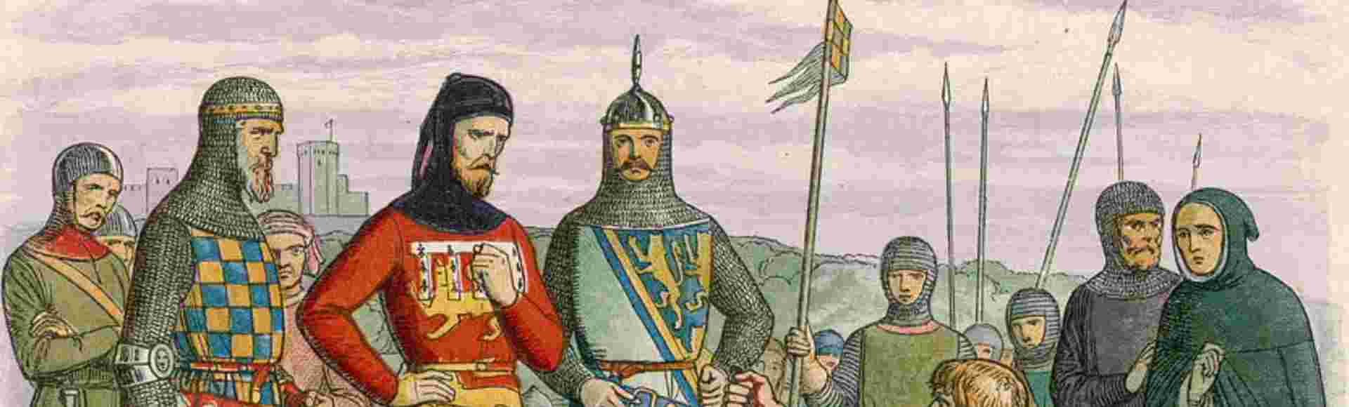 King Edward II is shown the severed head of Piers Gaveston in a 19th century illustration by James William Edmund Doyle.