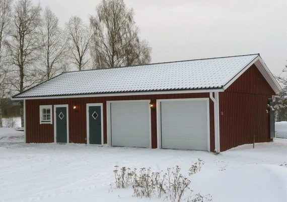 Unique double pedestrian door double port red garage