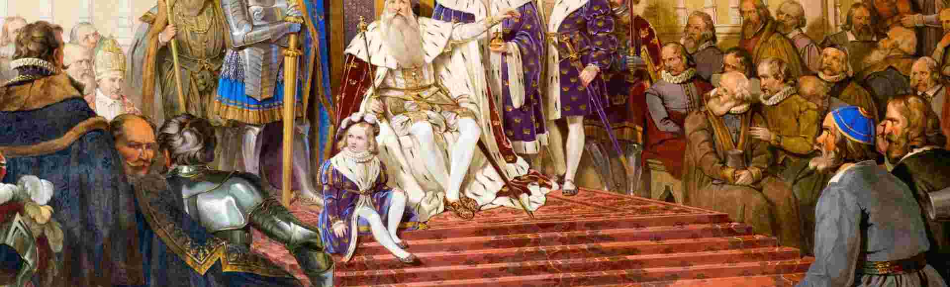 Scene from a fresco in Uppsala Cathedral depicting Gustav I Vasa, King of Sweden (r. 1523-1560).