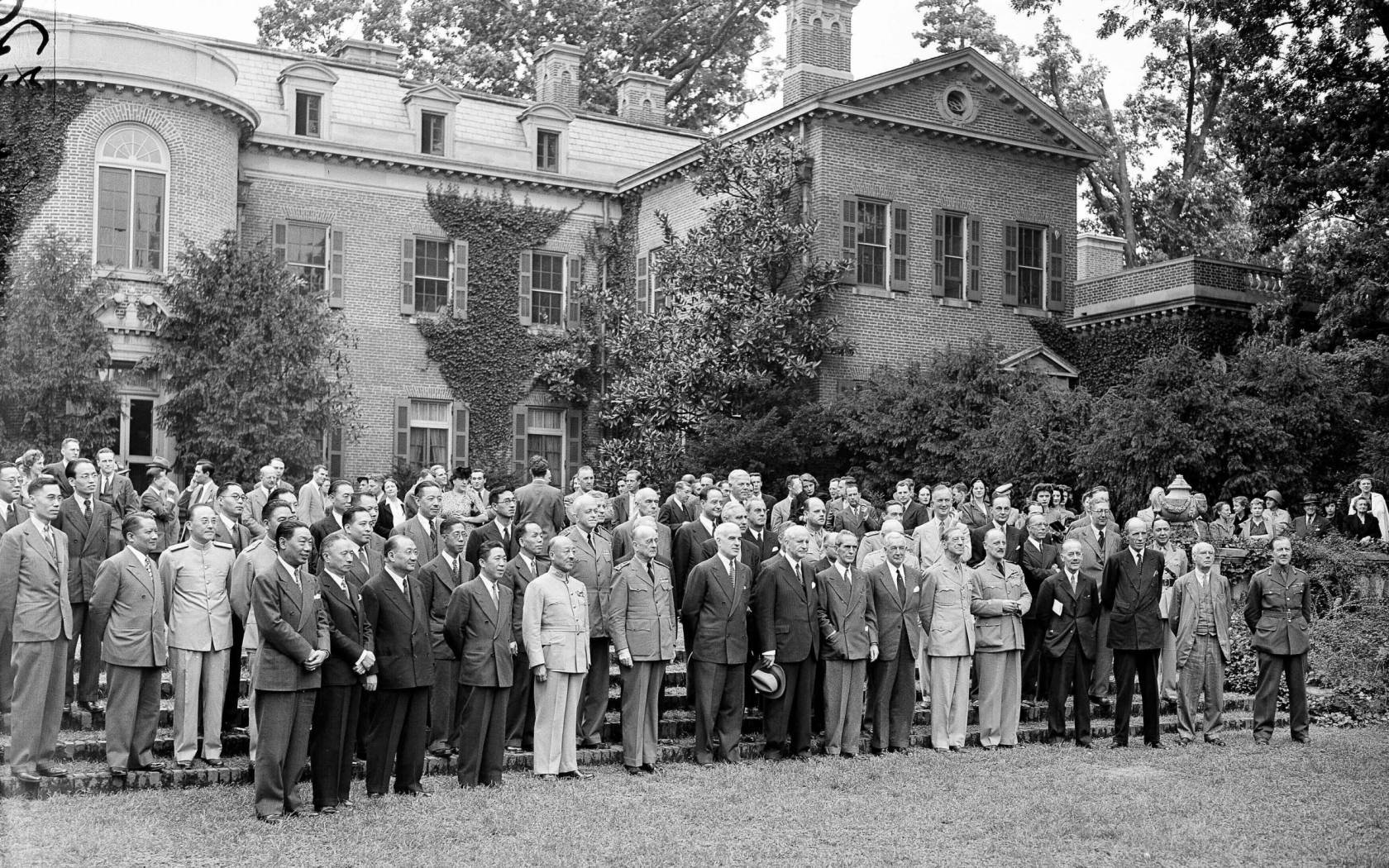 Some of the participants in the second session of the Dumbarton Oaks post-war security conference in Washington, D.C.