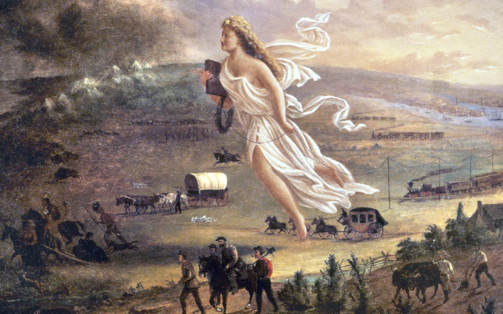 John Gast's 1872 painting, American Progress, an allegorical respresentation of manifest destiny.