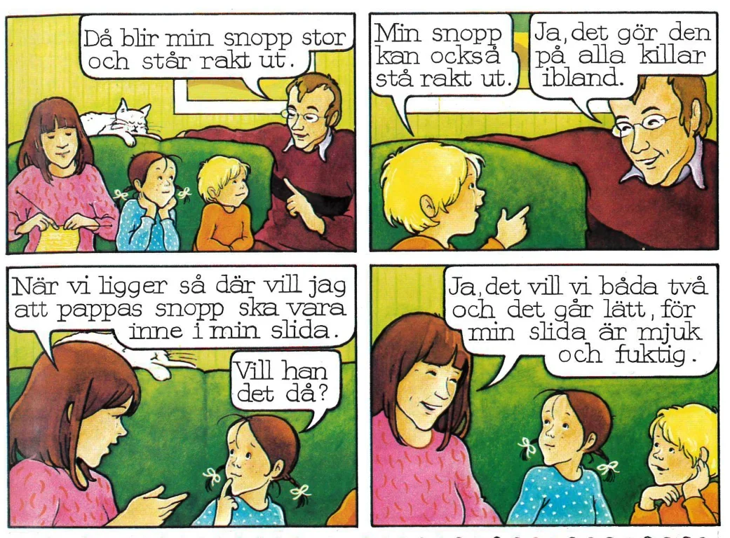 Se bilderna ur kultboken ”Per, Ida och Minimum” – om hur barn blir till