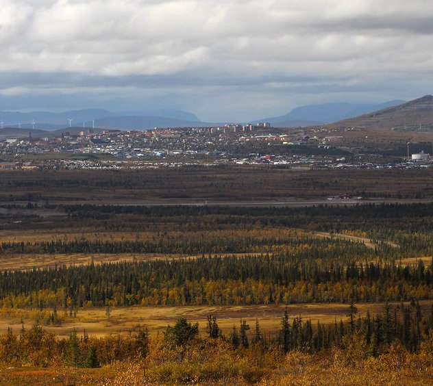 Kiruna stadsvy sett från Aptasvaara