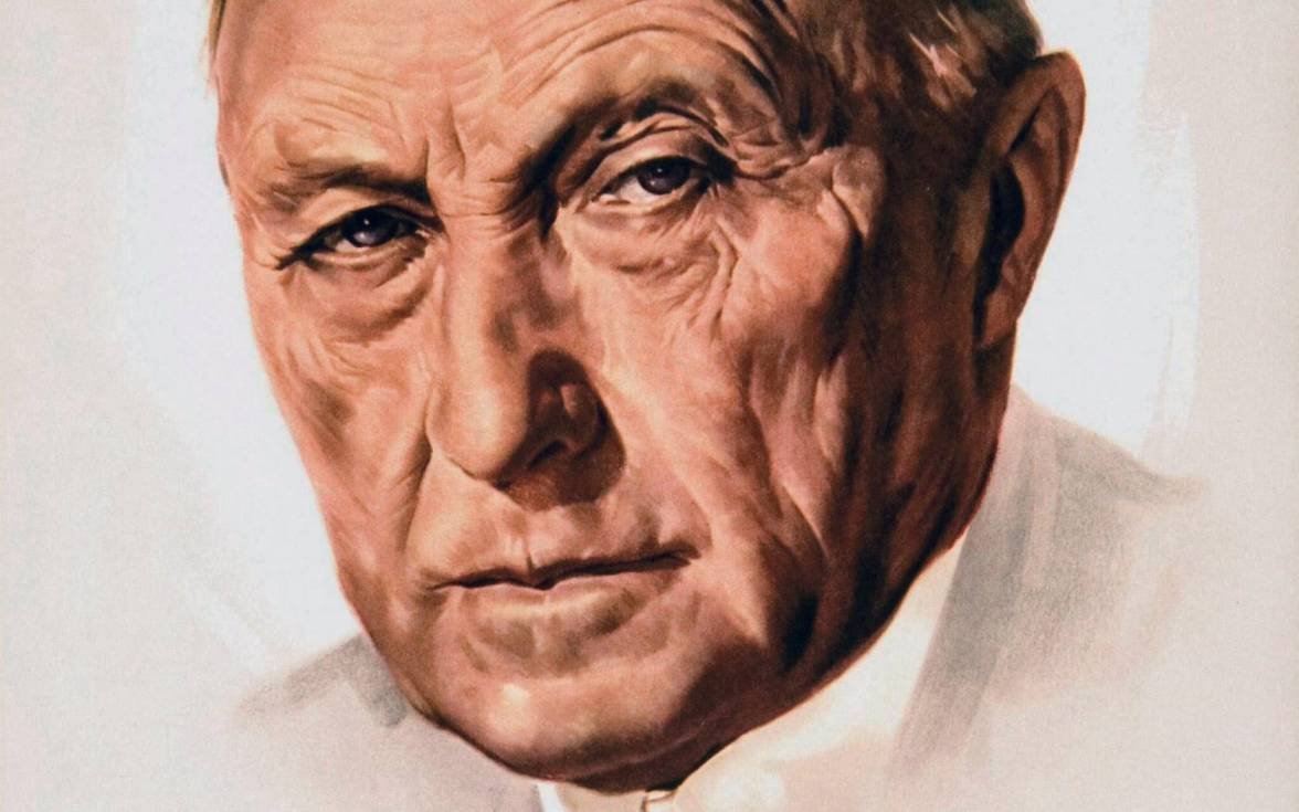 Election poster for Konrad Adenauer in 1957.