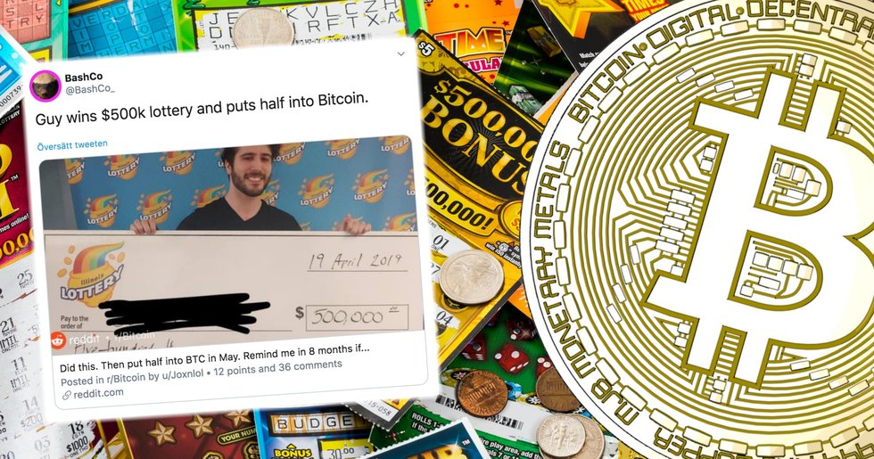 Kille vinner 4,8 miljoner på lotto – investerar hälften i bitcoin.