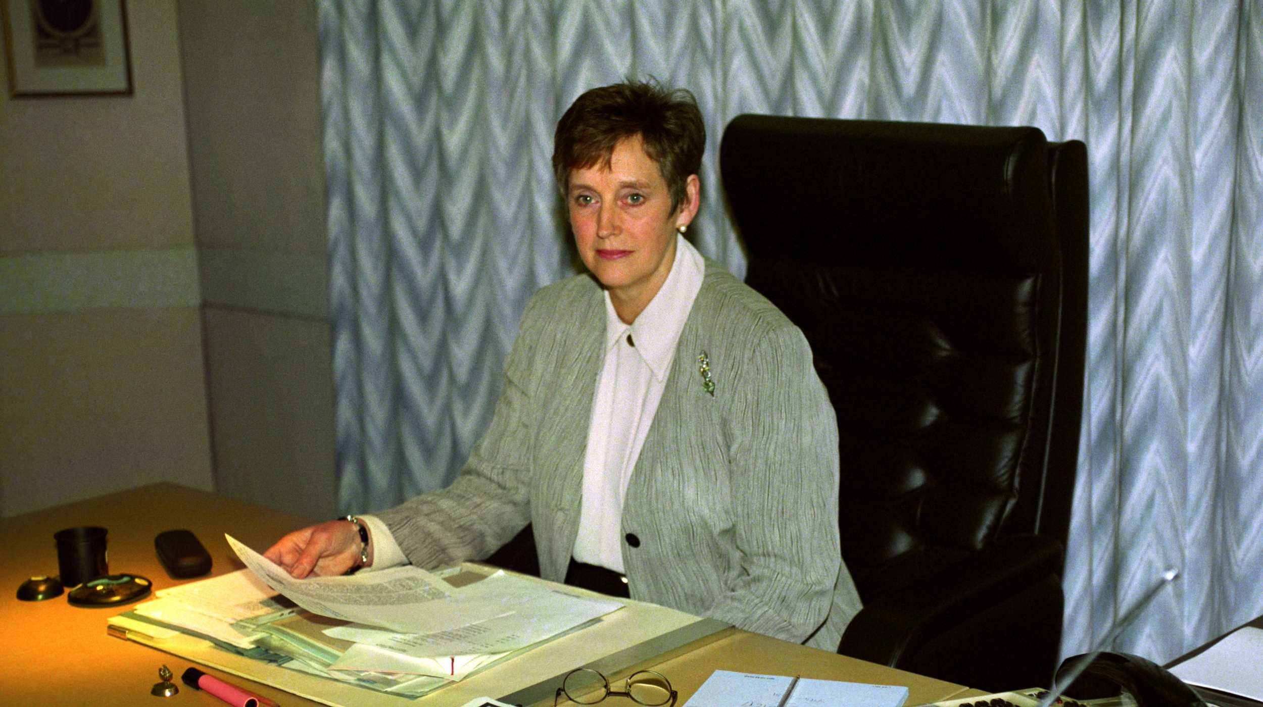 Stella Rimington at her desk as Director General of MI5.