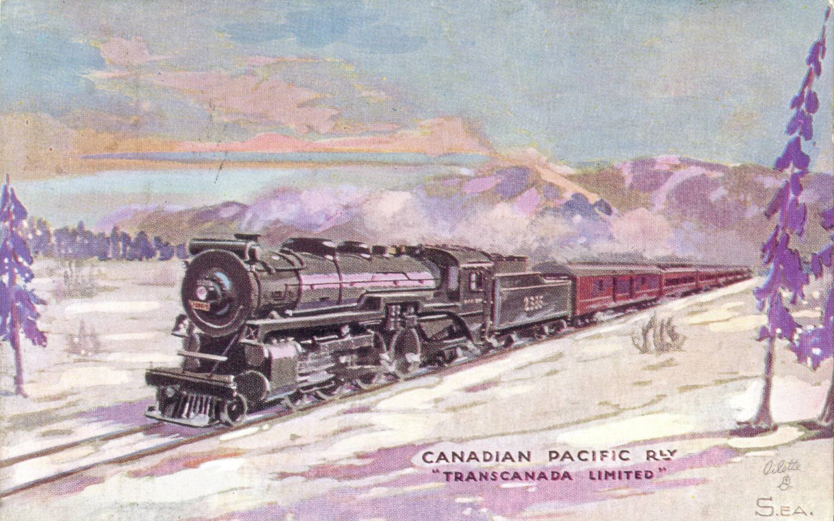 Postcard advertising the Canadian Pacific Railway circa 1910.
