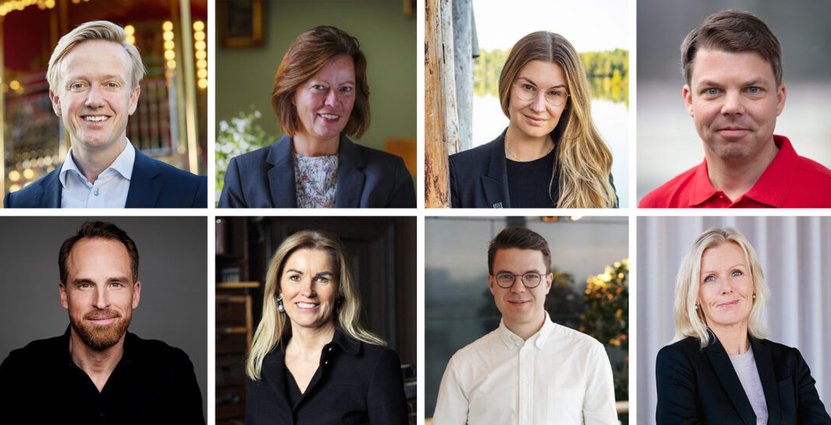 Andreas Andersen, Inger Ångström, Klara Ranggard, Johan Söör, Christer Fogelmarck, Yvonne Nordlind, Jonathan Blom och Carin Kindbom.   