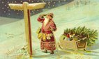 Father Christmas seems lost in this illustration but at least his beard is keeping him warm.
