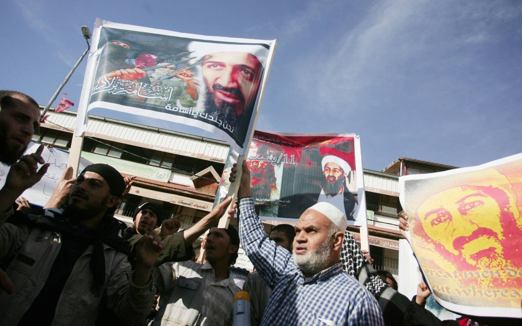 Palestinian Salafist groups march at a protest in Gaza denouncing the killing of Osama bin Laden.