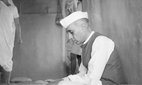 Pandit Jawaharlal Nehru in an ashram.