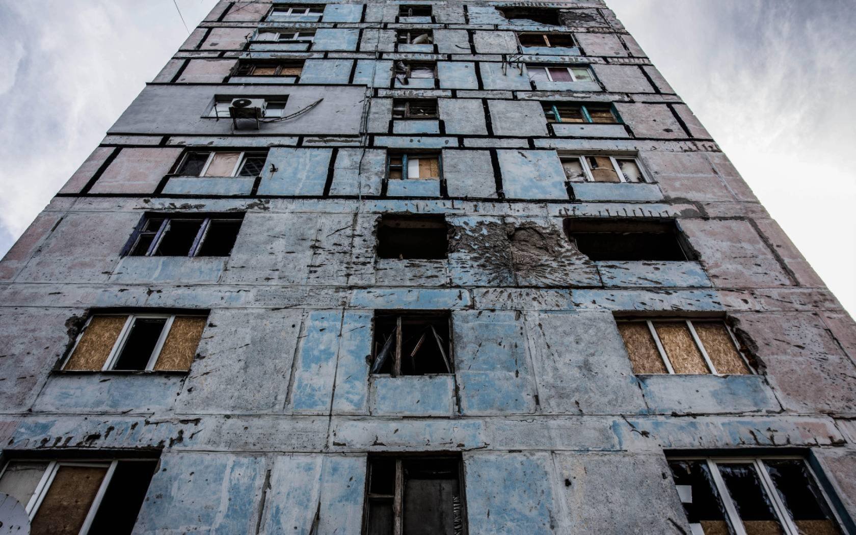 A building in Avdiivka, eastern Ukraine. The battle of Avdiivka was one of the bloodiest moments of the 2014 conflict.