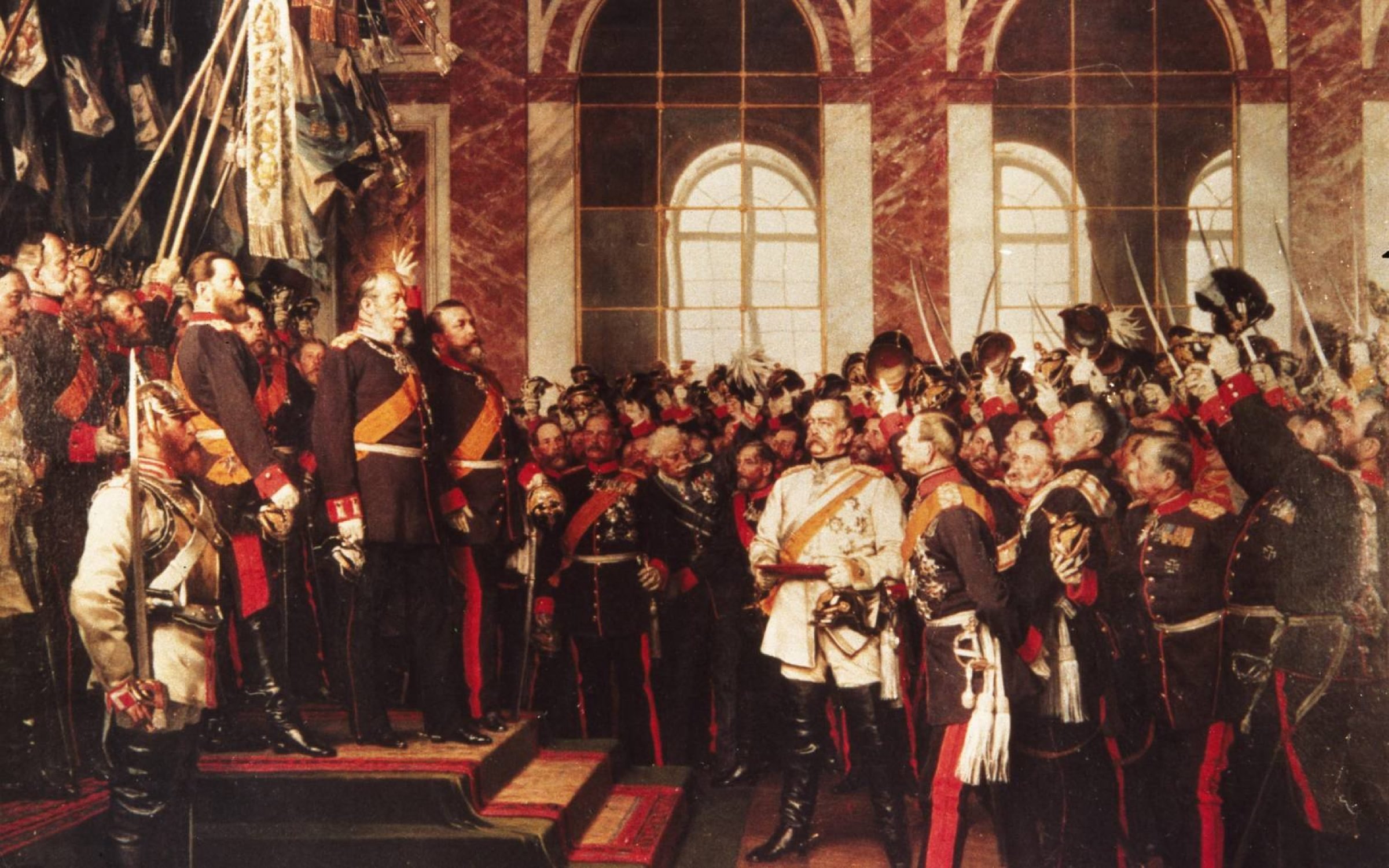 The Proclamation of the German Empire in the Galerie des Glaces at Versailles, 18 January 1871. Oil on canvas by Anton von Werner. Credit: Granger Historical Picture Archive / Alamy Stock Photo.