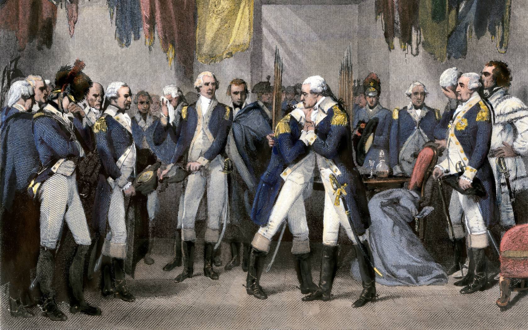 General George Washington says farewell to his officers after the Revolution at Fraunces Tavern, New York City. Credit: North Wind Picture Archives