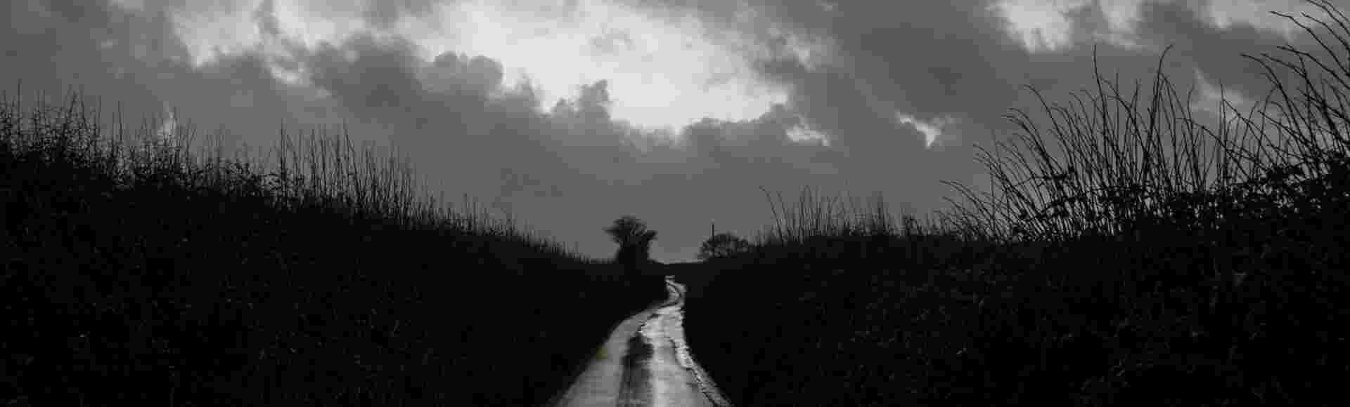 The English countryside at dusk.