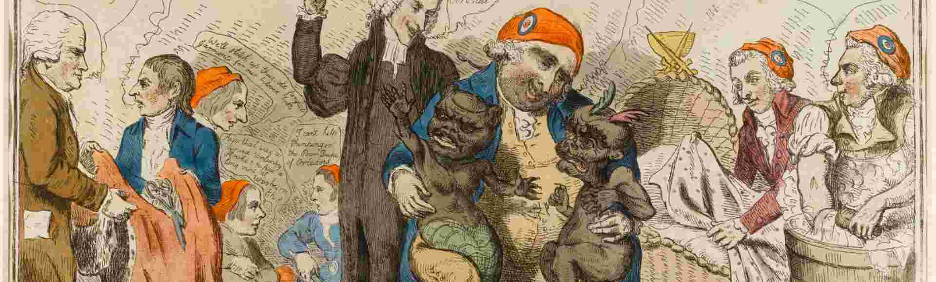 John Horne Tooke, far left, in a contemporary cartoon satirising radical opinion.