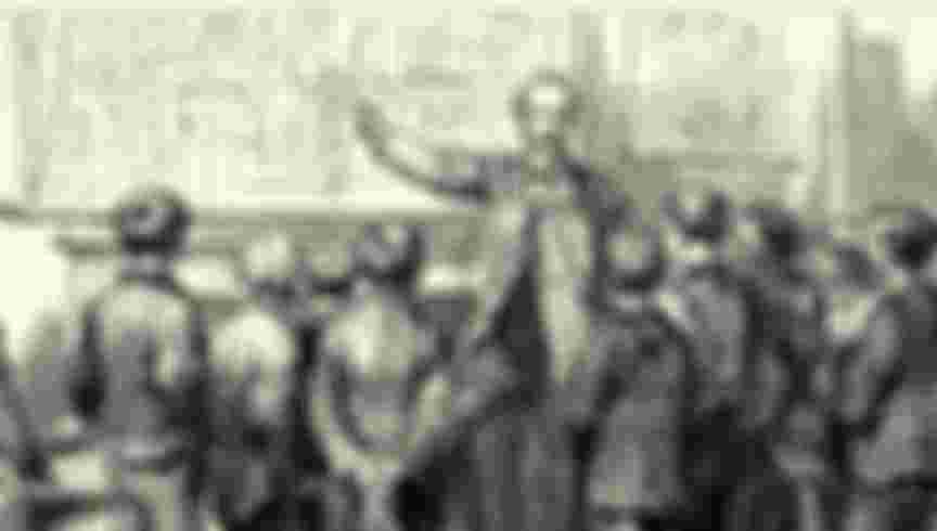 General Charles George Gordon teaching ragged boys at Gravesend, 1867. Ragged schools were dedicated to the free education of destitute children in 19th century Britain.