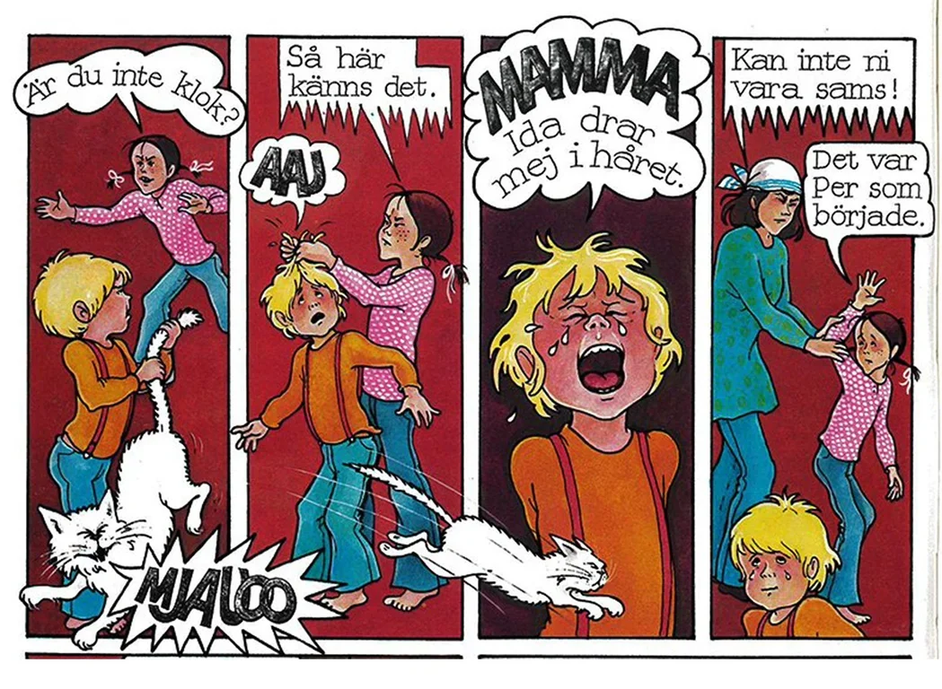 Se bilderna ur kultboken ”Per, Ida och Minimum” – om hur barn blir till
