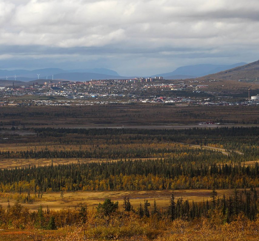 Kiruna stadsvy sett från Aptasvaara