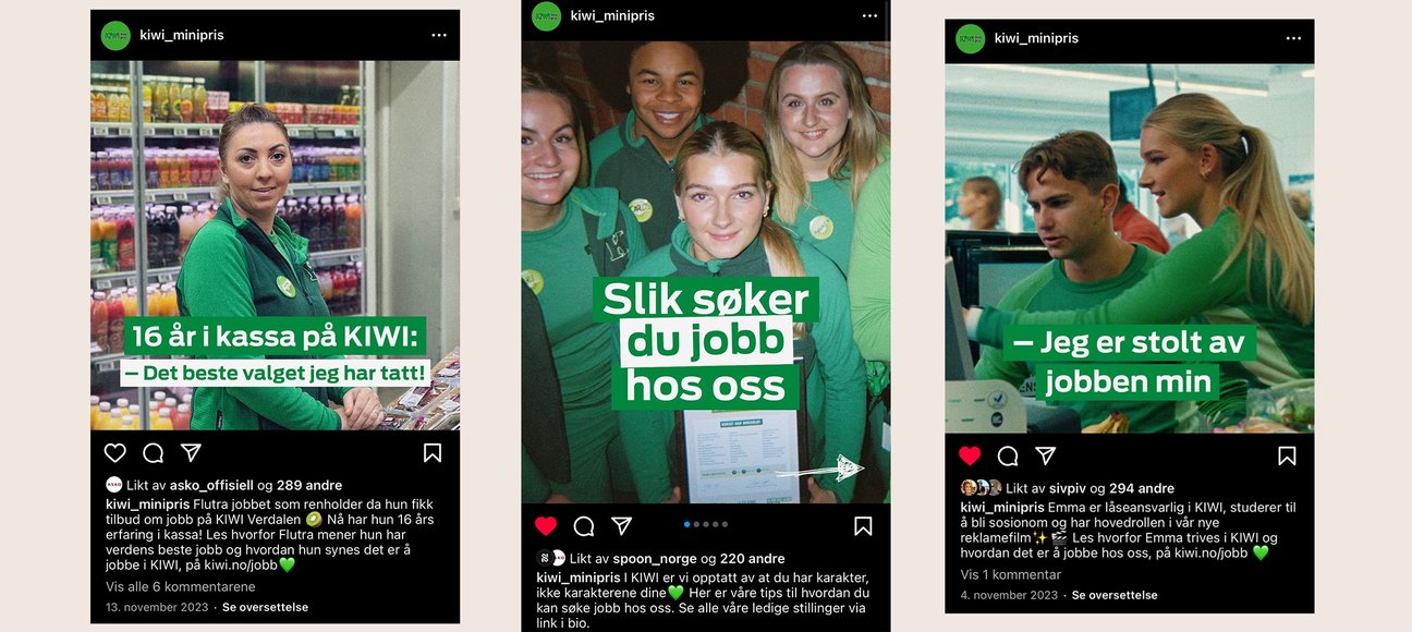 Noen av uttakene på Instagram.