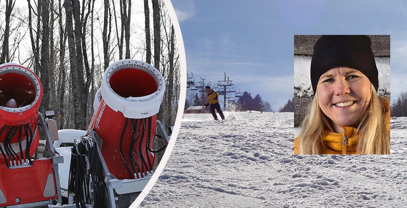 Slaos Titti Rodling är optimistisk och tror att snölagring och annan teknik kan rädda skidsäsongen i södra Sverige. Foto: Slao/Vallåsen, Colourbox