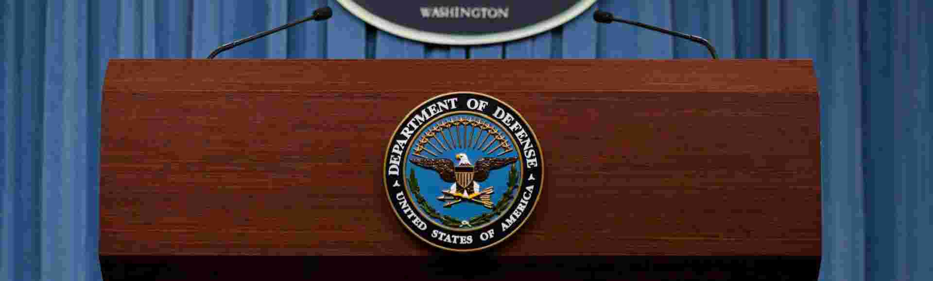 The Pentagon press briefing room at the US Department of Defense.