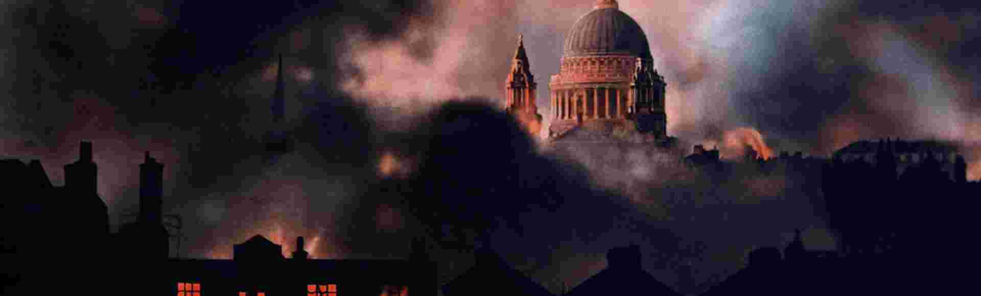 St Paul's Cathedral and the London skyline as it appeared during a German air raid of the Second World War on December 29th, 1940. Credit: De Luan