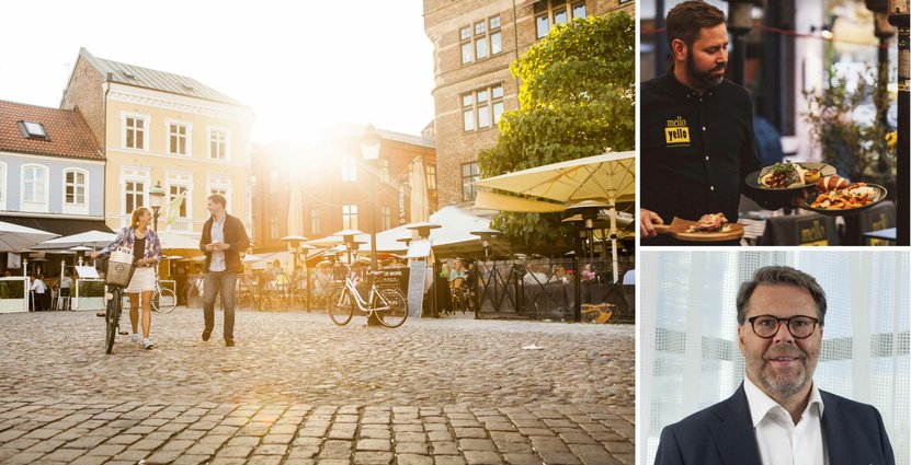 Lilla Torg i Malmö, Ola Hallenheim, vd Mello Yello och Björn Bergman, vd Svenska Stadskärnor. Foto: Pressbilder