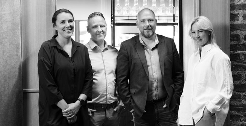 Linnea Höglund, biträdande affärschef, Jonas Winkelmann, driftsdirektör, Michael Bühring vd och Linnea Blom, biträdande affärschef på Nordrest. Foto: Nordrest