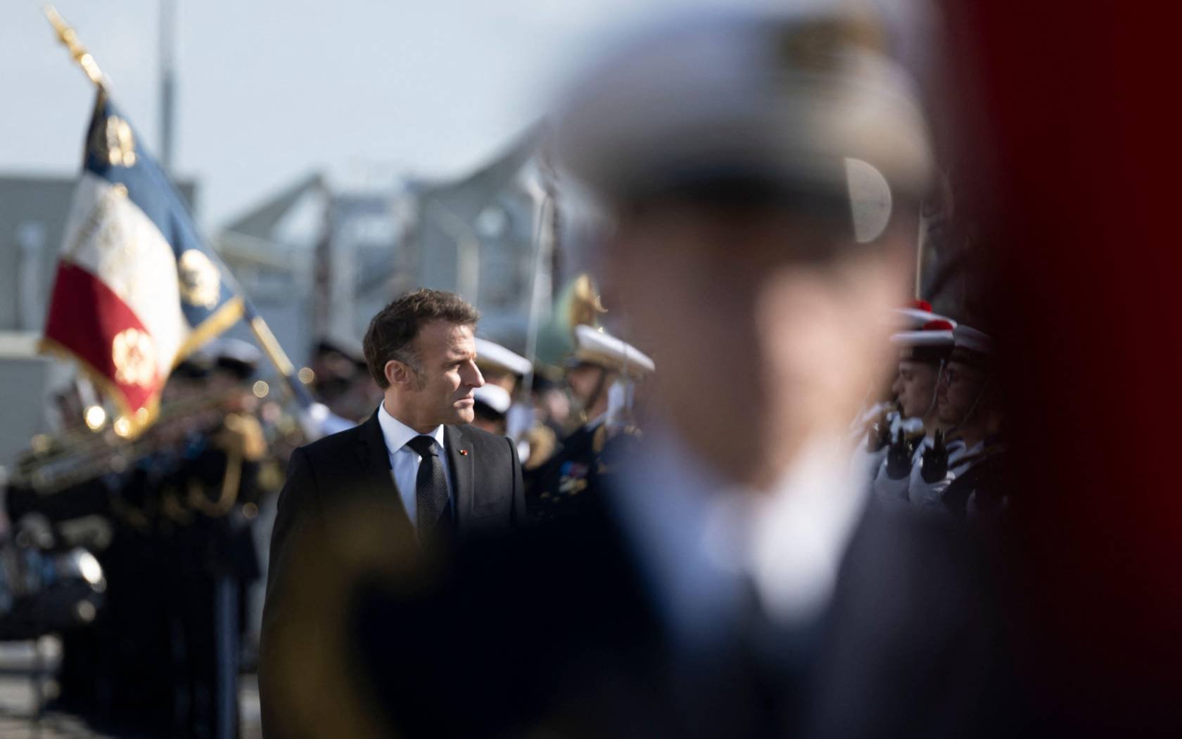 Emmanuel Macron visits a French nuclear submarine navy base.