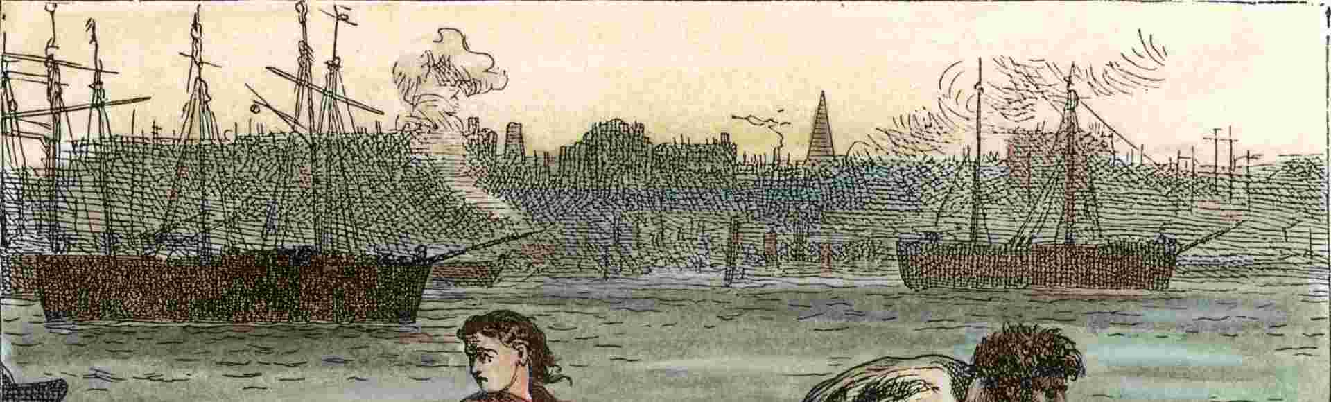 Wood engraving from a 19th-century edition of Charles Dickens' 'Our Mutual Friend,' first published in 1864-65.